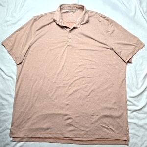 johnnie-O Soft Orange And White Stripe Golf Performance Polo Shirt Size XXL